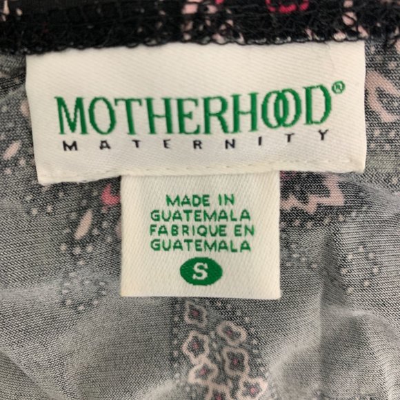 Motherhood Maternity Small Top Black Floral Tie Back Short Sleeve Stretch - Picture 3 of 5